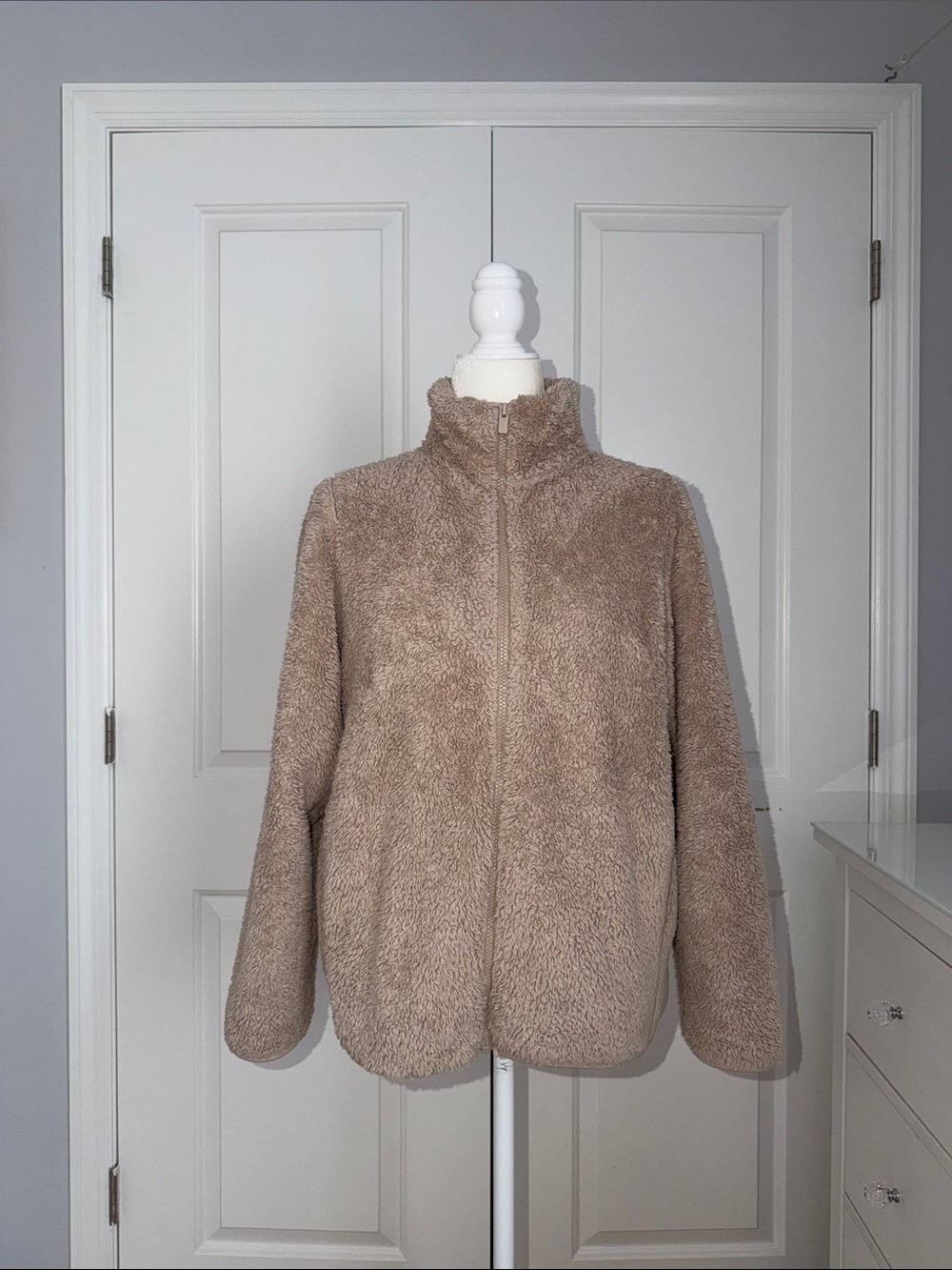 Uniqlo Tan Sherpa Zip-Up Jacket